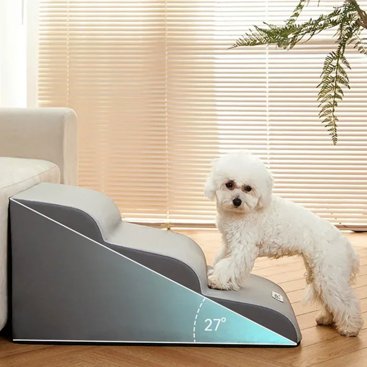 Luxuriöse Haustier-Treppe in Grau für Bett und Sofa, mit rutschfester Oberfläche, ideal für kleine oder ältere Tiere.
