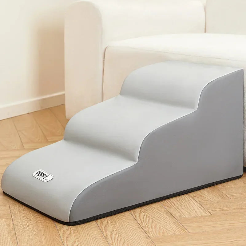 Luxuriöse Haustier-Treppe in Grau für Bett und Sofa, mit rutschfester Oberfläche, ideal für kleine oder ältere Tiere.