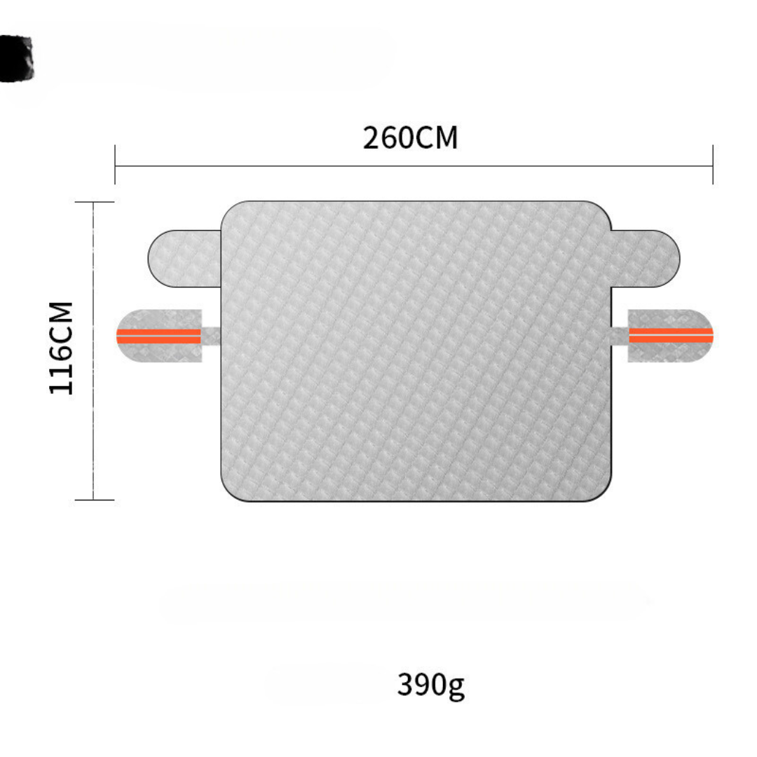 "Magnetische Windschutzscheibenabdeckung schützt Auto vor Schnee und Eis, mit starken Magnetkanten, vielseitig einsetzbar."