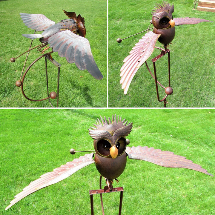 "Metallvogel Deko für Garten: Adler mit beweglichen Flügeln, kunstvoll gestaltet, wetterbeständig für magischen Outdoor-Touch