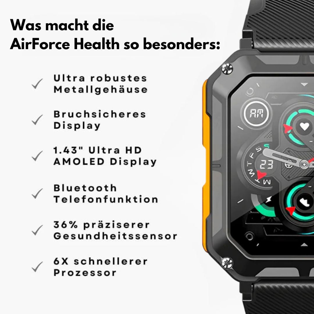 "Militärische Smartwatch mit robustem Titangehäuse und Full-Metal Bezel, ideal für extreme Bedingungen und Gesundheitsüberwac