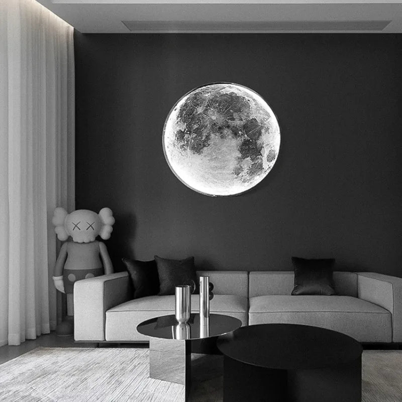 "Moderne LED Mond Wandleuchte mit sanftem Licht, ideal für Schlafzimmer, stilvolles Design, energiesparend"