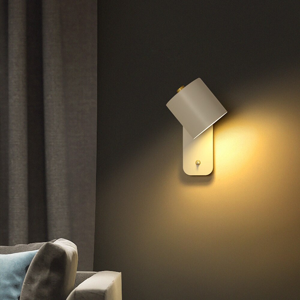 "Moderne LED-Wandleuchte Grau mit elegantem Design, Schalter integriert, ideal für stilvolle Innenbeleuchtung."
