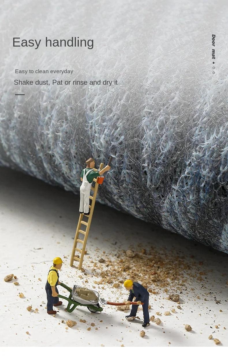 "Moderne rutschfeste PVC-Fußmatte, rechteckig, grün, perfekt für stilvolle Eingangsbereiche."