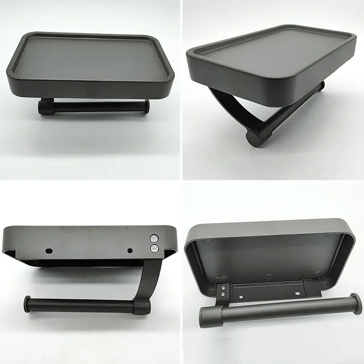 "Moderner Toilettenpapierhalter aus Edelstahl mit Ablage, minimalistisch und praktisch, für stilvolle Badezimmer, Home & Deco