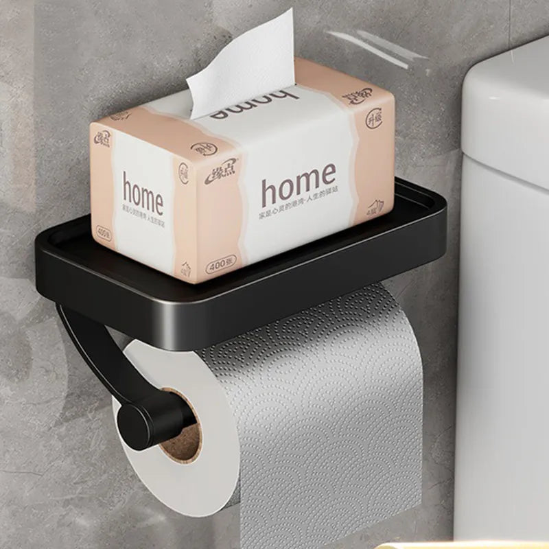 "Moderner Toilettenpapierhalter aus Edelstahl mit Ablage, minimalistisch und praktisch, für stilvolle Badezimmer, Home & Deco