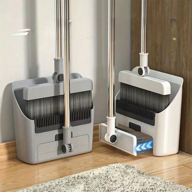 "Multifunktionales 3-in-1 Besen- und Kehrblech-Set, ergonomisch, langlebig, mit integriertem Besen, Bürste und Kehrblech."