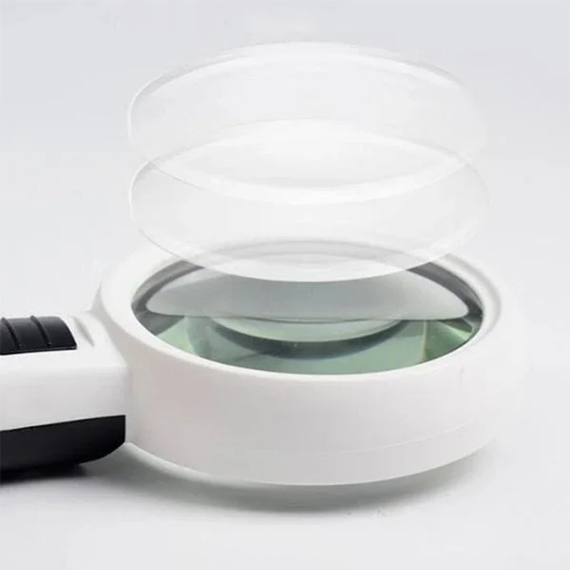 "Optische Lupe mit 30-facher Vergrößerung und LED, ergonomisch, ideal für Sehschwache, Schmuckbegutachtung und Modellbau."
