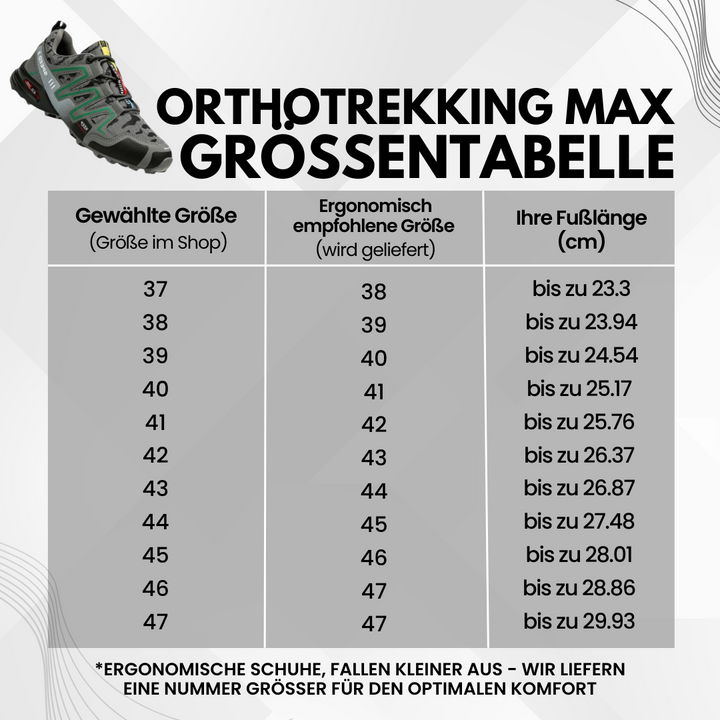 Orthopädische Wanderschuhe mit rutschfester Sohle und breitem Zehenraum, ideal für Komfort und Stabilität beim Wandern.