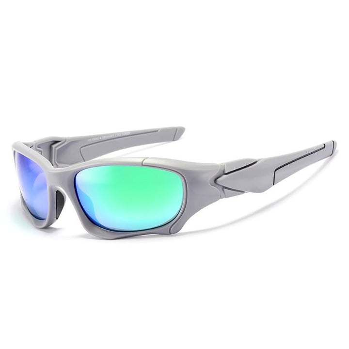 "Polarisierte Motorrad-Sonnenbrille, modernes Design, leichte Konstruktion, klare Sicht, Blendschutz, ergonomisch, lila Linse