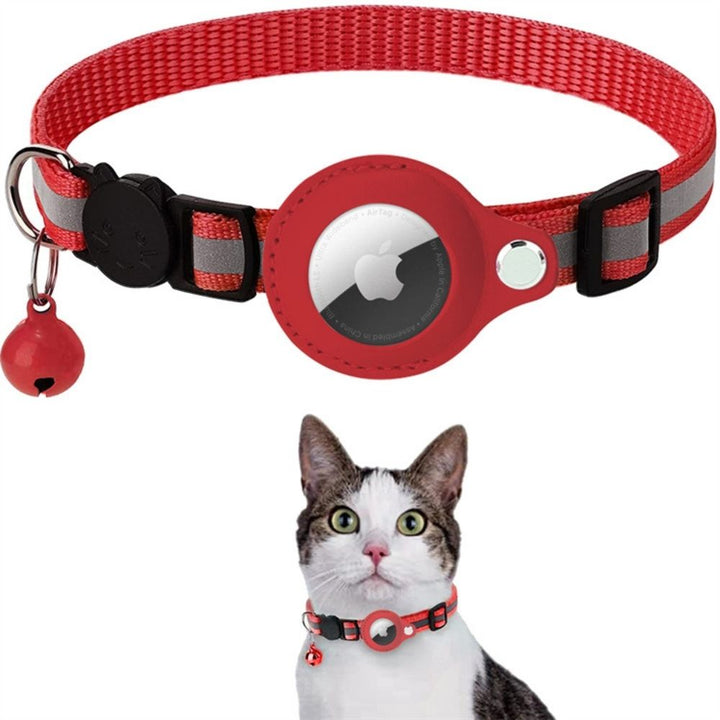 "Reflektierendes Katzenhalsband mit Sicherheitsverschluss und GPS-Halter, für erhöhte Sichtbarkeit und Schutz."