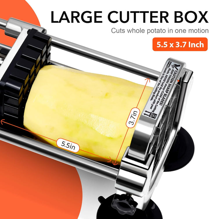 Robuster Edelstahl-Gemüseschneider, vielseitig; perfekt für präzises Schneiden von Pommes und Gemüse in der Küche.