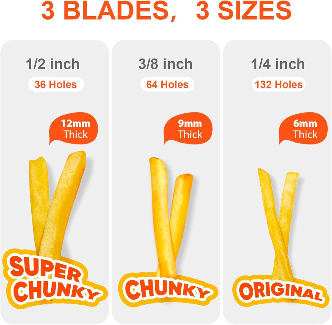 Robuster Edelstahl-Gemüseschneider, vielseitig; perfekt für präzises Schneiden von Pommes und Gemüse in der Küche.