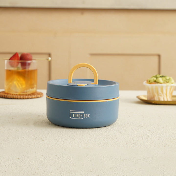 "Runde, mehrschichtige ThermoBox Lunchbox, stapelbar, mit Deckel in stilvollem Design, ideal für unterwegs"