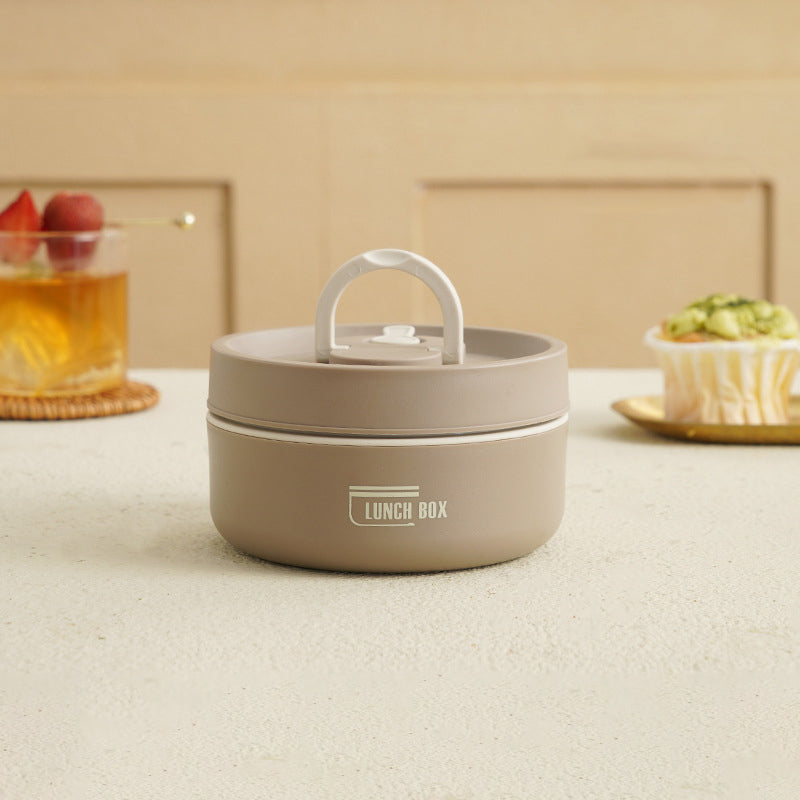 "Runde, mehrschichtige ThermoBox Lunchbox, stapelbar, mit Deckel in stilvollem Design, ideal für unterwegs"