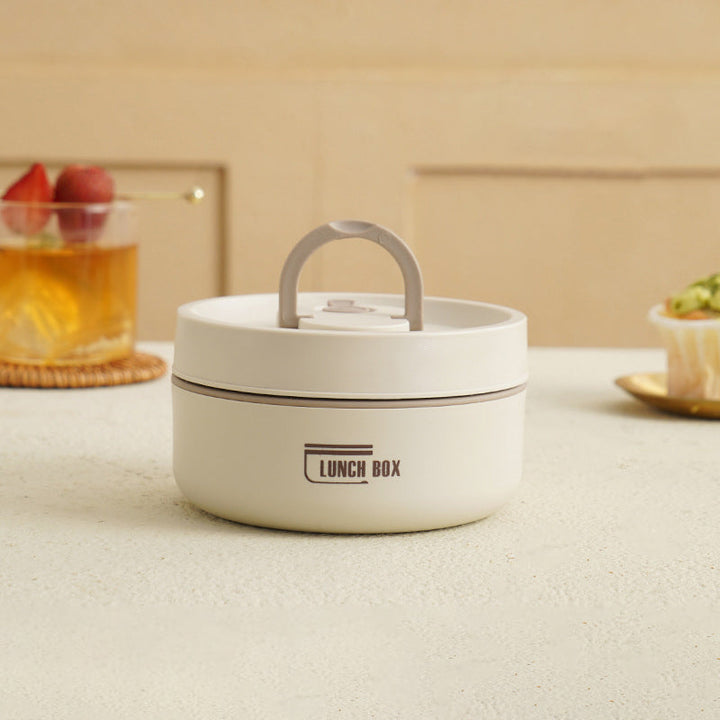 "Runde, mehrschichtige ThermoBox Lunchbox, stapelbar, mit Deckel in stilvollem Design, ideal für unterwegs"