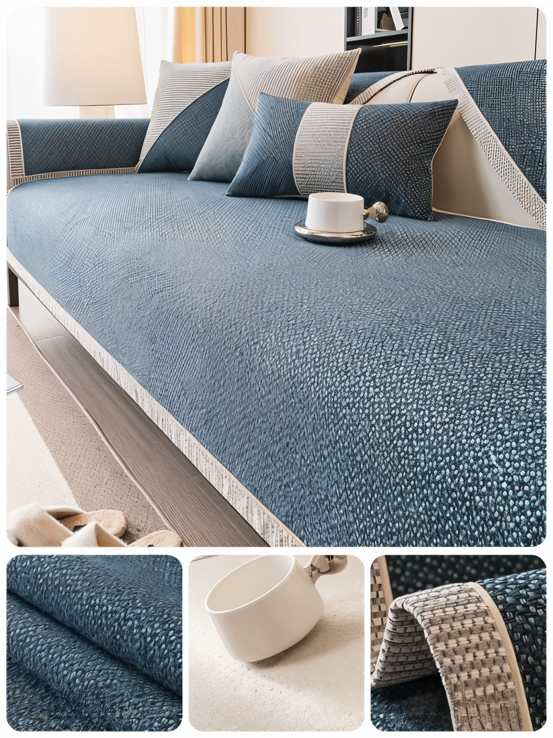 "Rutschfester Sofabezug in Hellgrau: Modernes Design, ultimative Passform & Schutz für Ihr Wohnzimmer-Sofa."