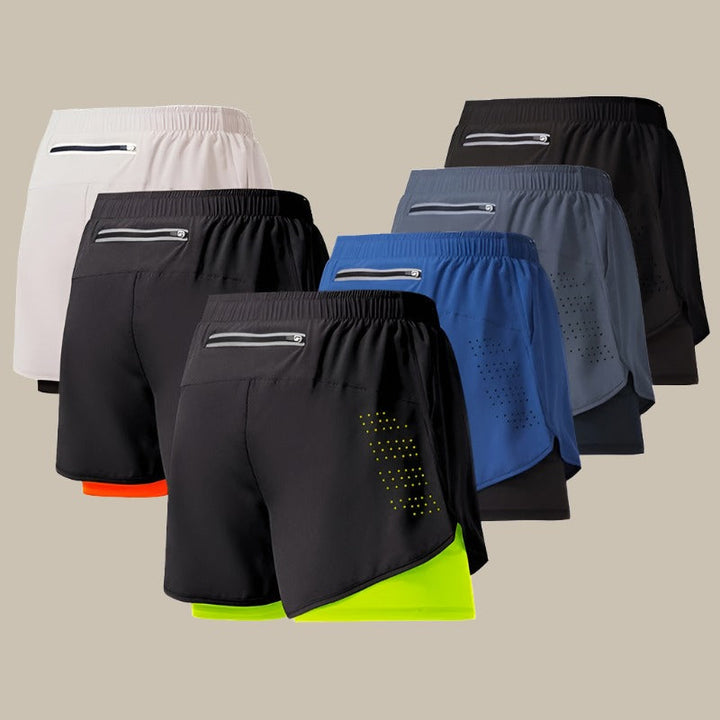 Schnelltrocknende Herren Laufshorts, leicht, atmungsaktiv, mit Mesh-Einsätzen und Reißverschluss, ideal für Sport.