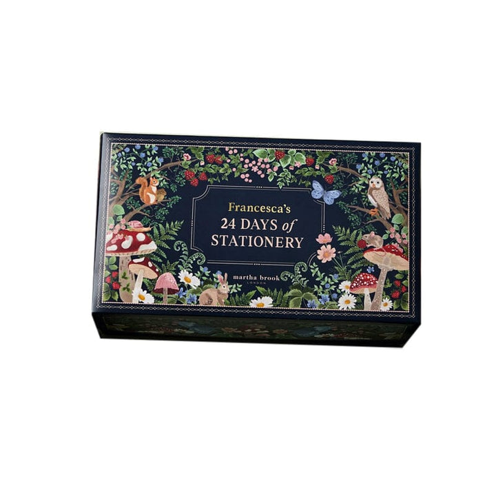 "Schreibwaren-Adventskalender im Winterwald-Design, 24-tägige Überraschungen, tiefrote Farben, für Kinder und Erwachsene"