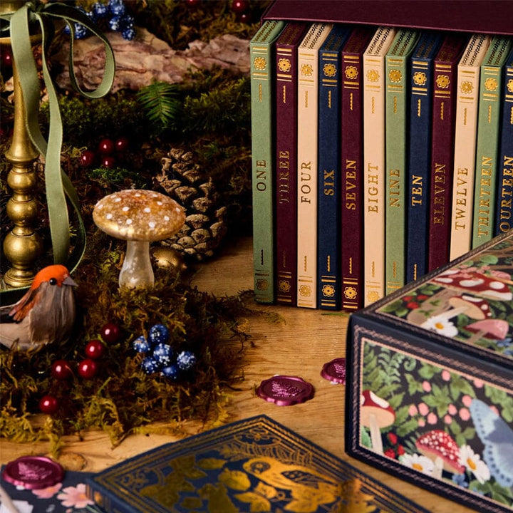 "Schreibwaren-Adventskalender im Winterwald-Design, 24-tägige Überraschungen, tiefrote Farben, für Kinder und Erwachsene"