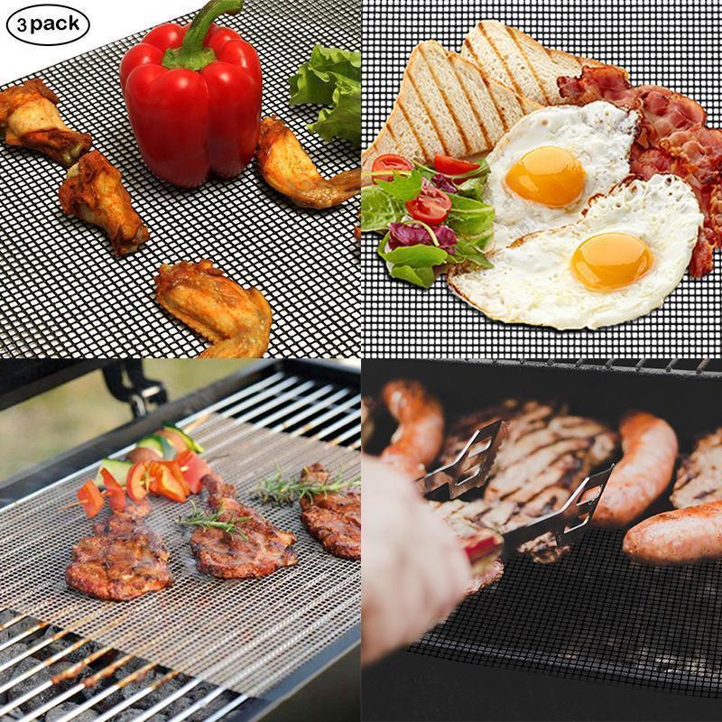 Schwarze antihaft Grillmatte für sauberes BBQ-Grillen, ideal für Fleisch und Gemüse, hitzebeständig bis 700°F, leicht zu rein