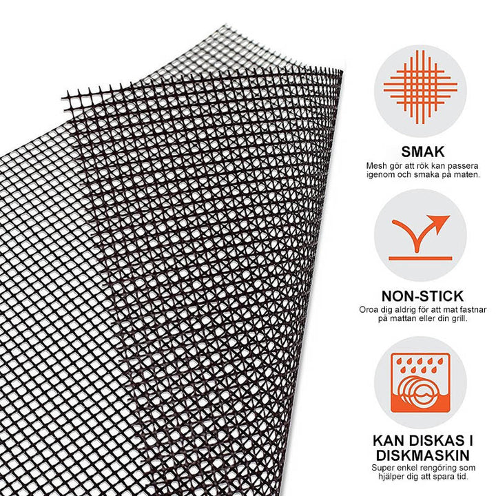 Schwarze antihaft Grillmatte für sauberes BBQ-Grillen, ideal für Fleisch und Gemüse, hitzebeständig bis 700°F, leicht zu rein
