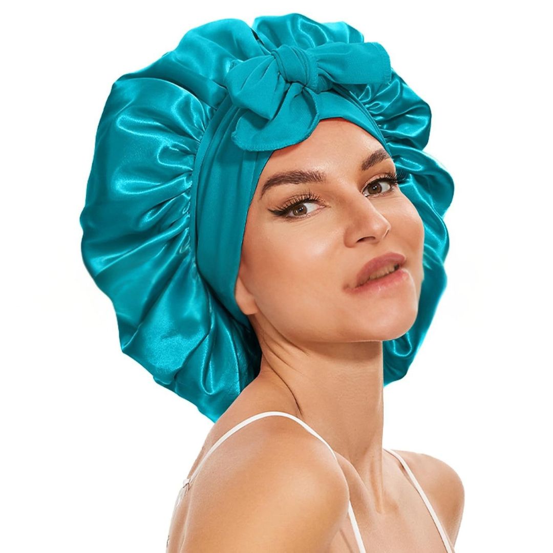 "Seidige Bonnet Schlafhaube für Haarpflege, frizzfreies Aufwachen, luxuriöser Schlafkomfort, stilvolles Design"