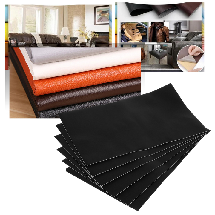 Selbstklebender Lederflicken, ideal für Möbel- und Kleidungsreparatur, in Schwarz, robustes Kunstleder, einfach anzubringen.