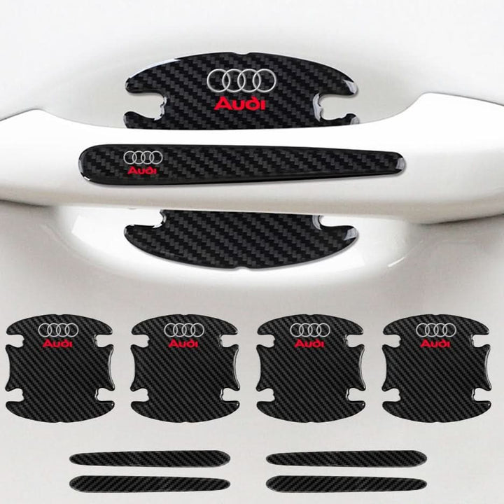 "Selbstklebendes Auto Türschutz Set im Carbon-Look mit universeller Passform und kratzfestem Design für effektiven Schutz."