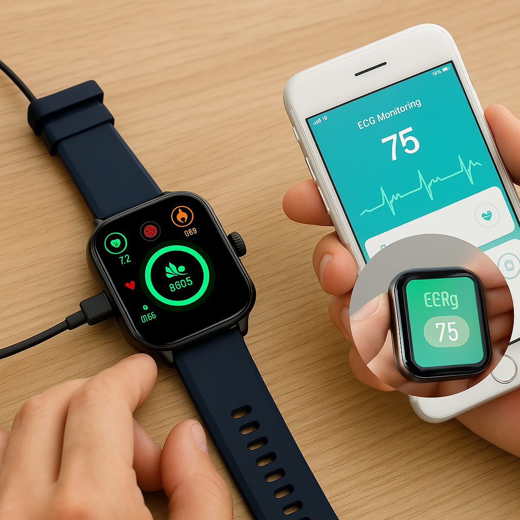 "Smartwatch mit 1,4 Zoll HD-Touchscreen, EKG, Blutdruck, Herzfrequenzmessung, ideal für Gesundheit und Fitness"