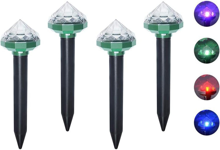 "Solarbetriebener Tiervertreiber für den Garten, wetterfest und umweltfreundlich, schützt vor Nagetieren durch Schallwellen."