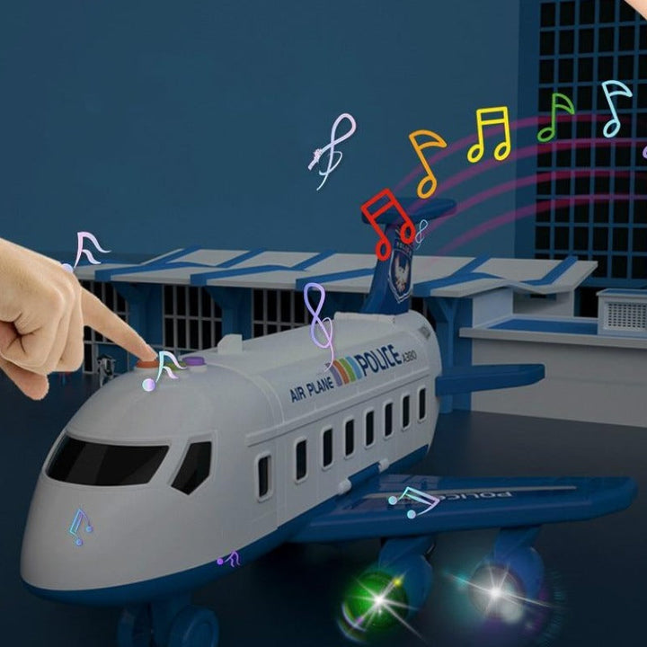 Spielset mit großem buntem Flugzeug, Mini-Baufahrzeugen und Zubehör, ideal für Kinder von 3 bis 6 Jahren, fördert Kreativität