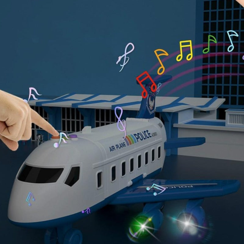 Spielset mit großem buntem Flugzeug, Mini-Baufahrzeugen und Zubehör, ideal für Kinder von 3 bis 6 Jahren, fördert Kreativität