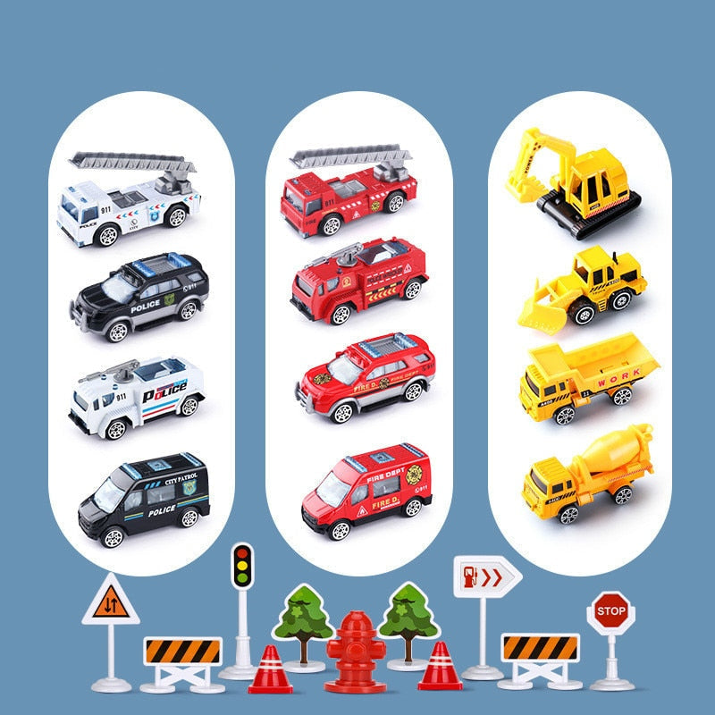 Spielset mit großem buntem Flugzeug, Mini-Baufahrzeugen und Zubehör, ideal für Kinder von 3 bis 6 Jahren, fördert Kreativität