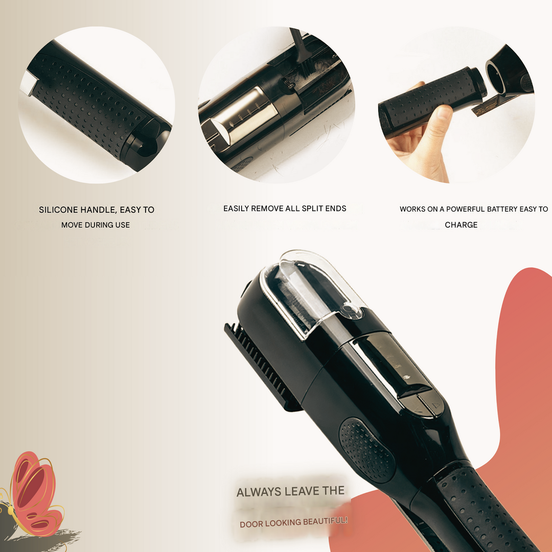 "Splissentferner Cleo: Ergonomisches Design, entfernt Haarspitzen effektiv, ideal für alle Haartypen, für gesundes, glänzende