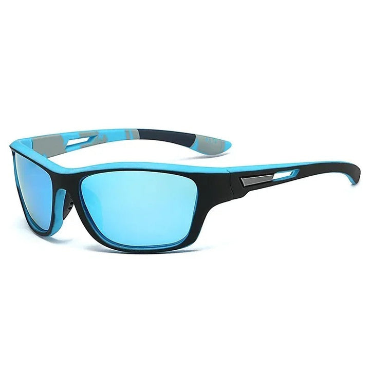 "Sportliche Sonnenbrille mit polarisierten Linsen und UV400 Schutz, ideal für Sport und Freizeit. Kunststoffrahmen in klassis