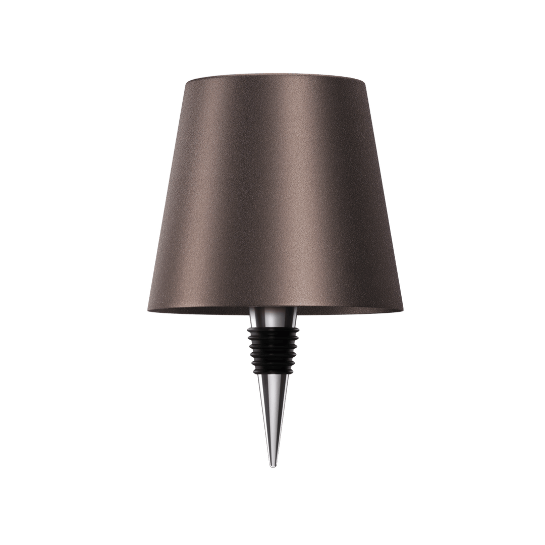 Stilvolle LED-Tischlampe in Flaschenform mit warmem Licht, kabellos, wiederaufladbar, ideal für nachhaltiges Wohndesign.