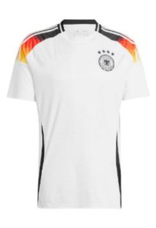 "Stilvolles Herren Fußballtrikot Deutschland Euro 2024, nostalgisches Design, bunter Kragen und Ärmel, atmungsaktives Materia