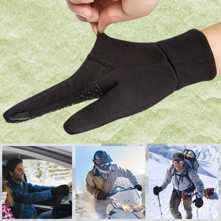 Thermohandschuhe in Schwarz mit Reflektoren, winddicht, wasserabweisend und touchscreen-fähig, für Outdoor-Abenteuer geeignet