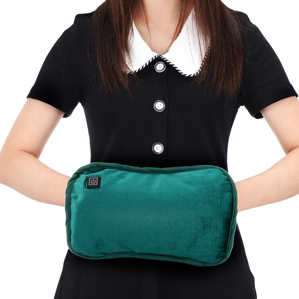 "Tragbares Heizkissen, weich und wiederaufladbar per USB, bildet warme, gemütliche Decke für unterwegs oder zuhause."