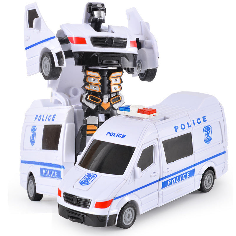 Transformierendes Kinderfahrzeug: Auto wechselt zu Roboter, bunte Details, für kreatives Spiel und spannende Abenteuer.
