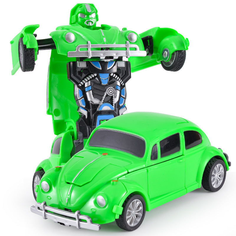 Transformierendes Kinderfahrzeug: Auto wechselt zu Roboter, bunte Details, für kreatives Spiel und spannende Abenteuer.