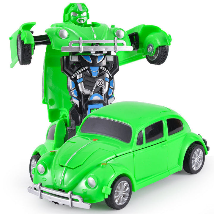 Transformierendes Kinderfahrzeug: Auto wechselt zu Roboter, bunte Details, für kreatives Spiel und spannende Abenteuer.