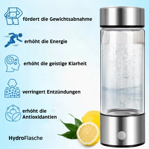 "Transparente Wasserstoff-Wasserflasche mit elegantem Design, für vitalitätsförderndes, antioxidativ angereichertes Trinkwass