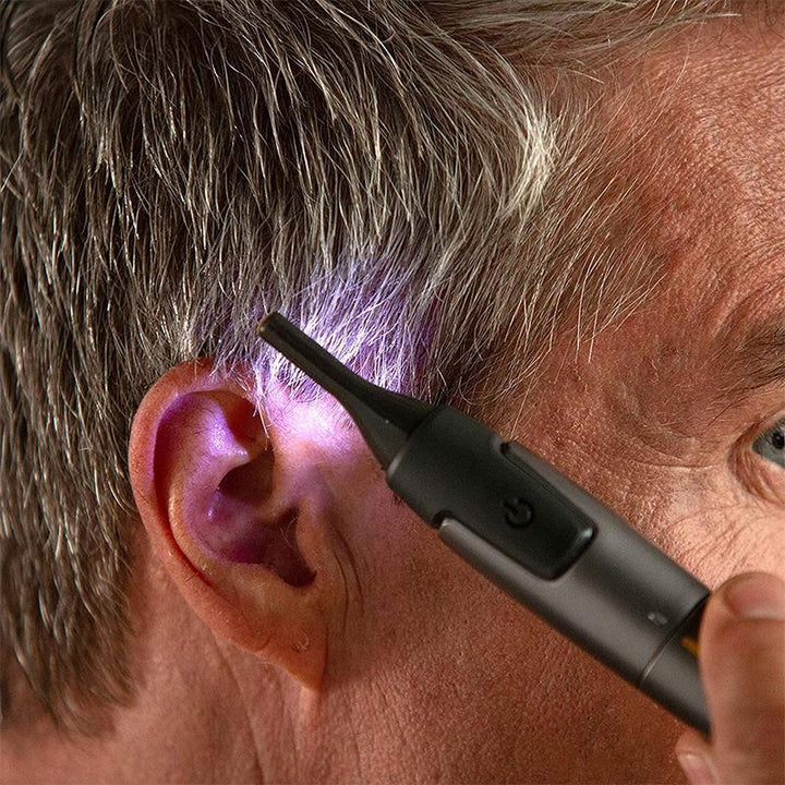 "Ultradünner Präzisionstrimmer für exaktes Schneiden mit titaniumbeschichteten Klingen, ideal für Detailpflege"