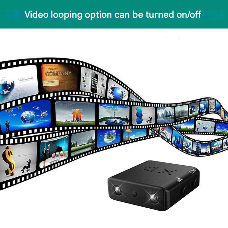 Ultrakompakte Mikro HD Sicherheitskamera, schwarz, mit Bewegungserkennung und Nachtsicht, 1080P für diskrete Überwachung.