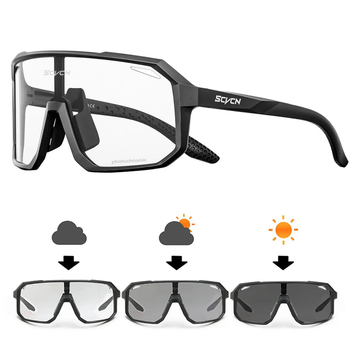 Unisex Radfahrer-Sonnenbrille mit UV400 Schutz, leicht und langlebig, ideal für Outdoor-Sport, modernen Look in Schwarz.