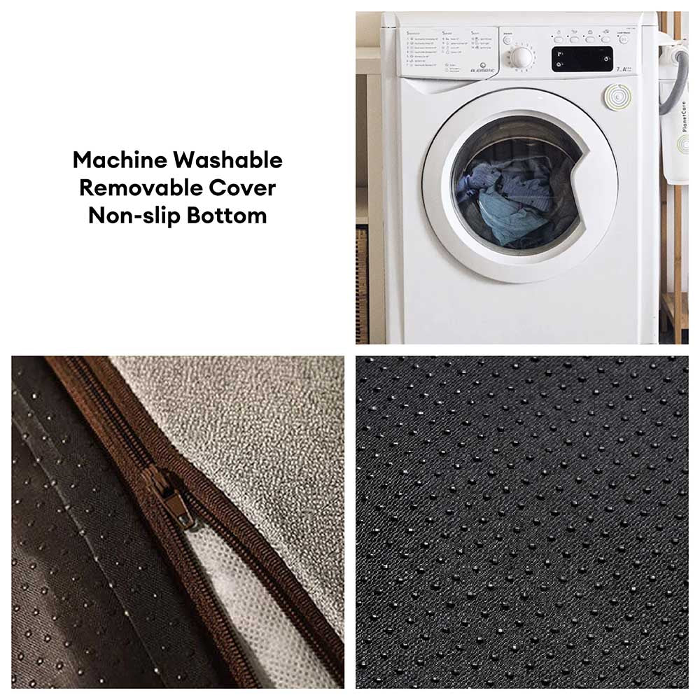 "Verdicktes waschbares Katzen-Hundebett, dick gepolstert, rutschfeste Basis, ideal für alle Jahreszeiten, braun, XL-Größe"