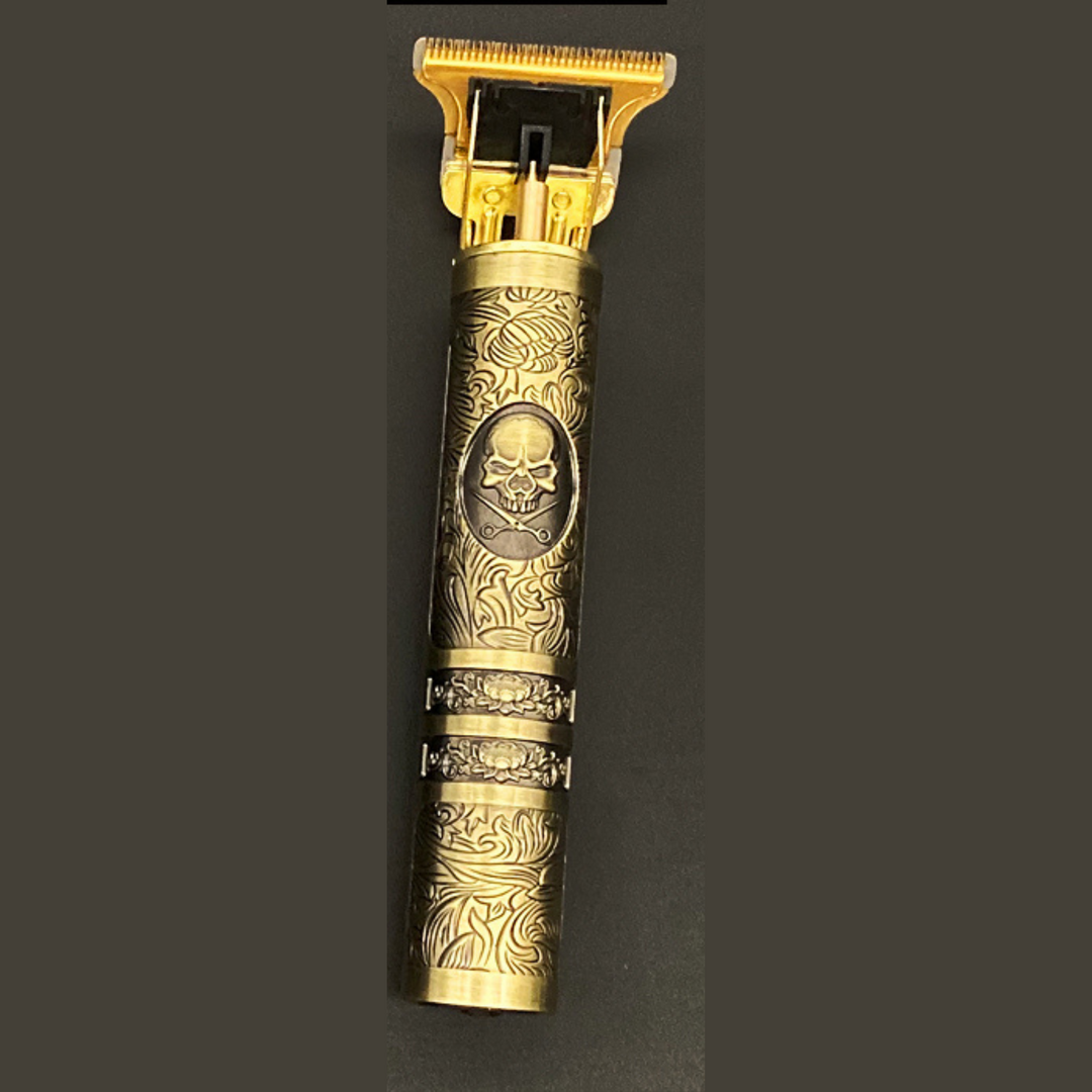 "Vintage Barttrimmer mit Präzisionsschnitt, ergonomisch, schwarz, wasserdicht, wiederaufladbar, ideal für Bartpflege."