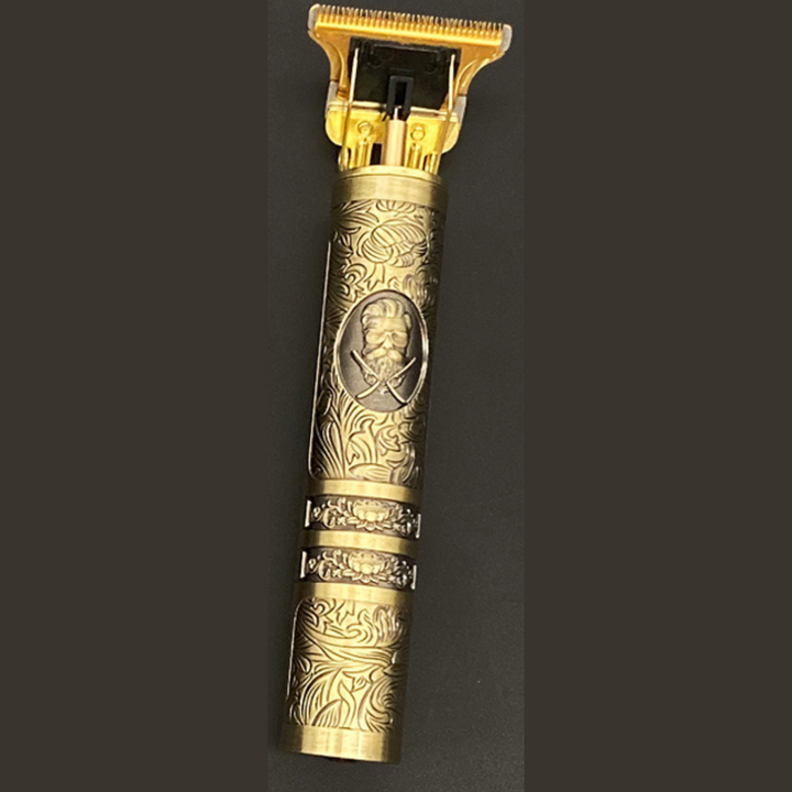 "Vintage Barttrimmer mit Präzisionsschnitt, ergonomisch, schwarz, wasserdicht, wiederaufladbar, ideal für Bartpflege."